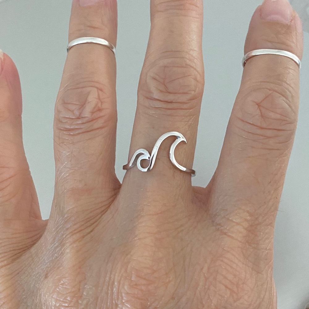 Sterling Silver Double Waves Ring - image 1